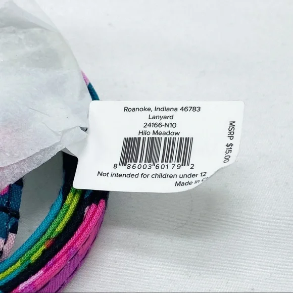 Vera Bradley Hilo Meadow Lanyard Black Pink Floral NEW - Picture 3 of 4